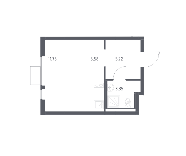 Продаётся студия, 26.38 м²