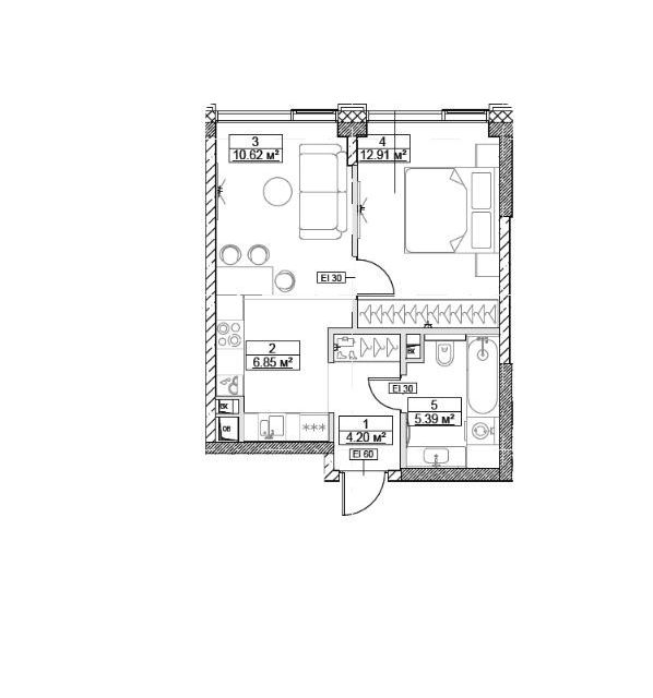 Продаётся 1-комнатная квартира, 39.97 м²