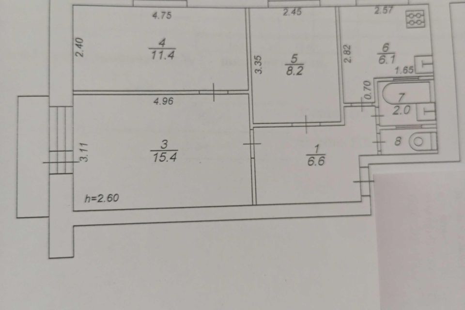 Продаётся 3-комнатная квартира, 50.6 м²