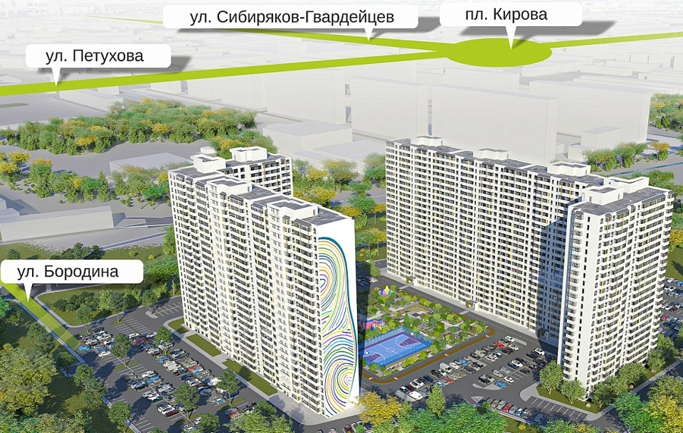Жилой комплекс "Новые Матрешки" 24-этажный дом по адресу г. Новосибирск, улица Б