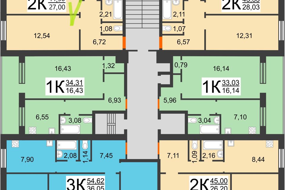 Продаётся 2-комнатная квартира, 44.5 м²