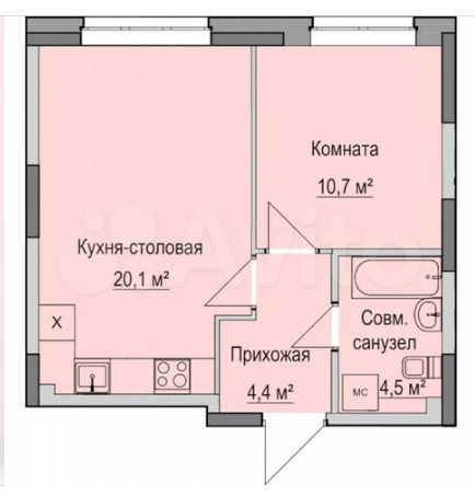 Продаётся 1-комнатная квартира, 39.7 м²