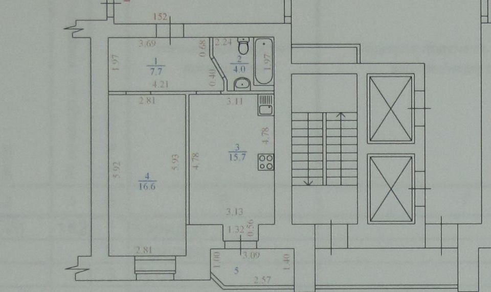 Продаётся 1-комнатная квартира, 44 м²