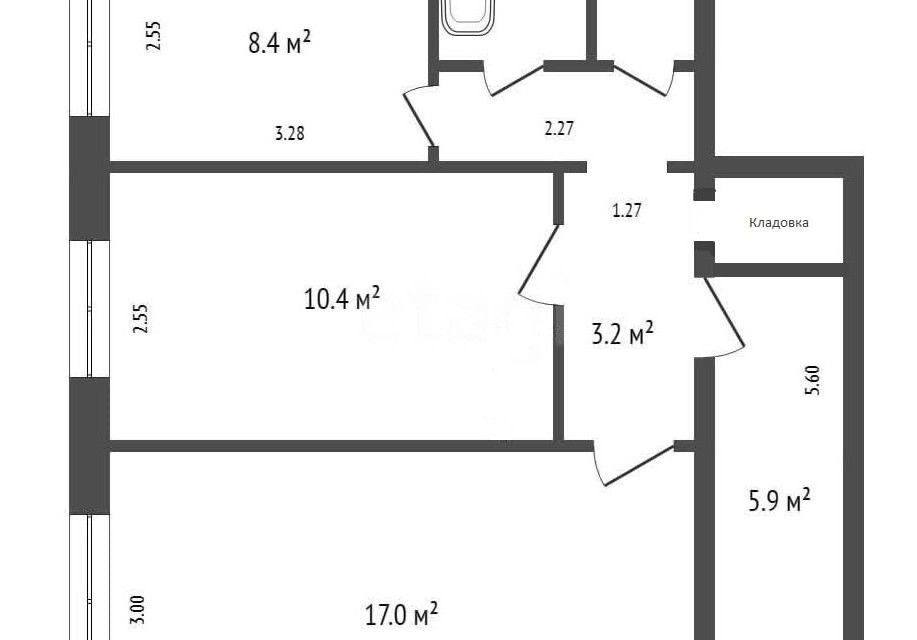 Продаётся 2-комнатная квартира, 50.6 м²
