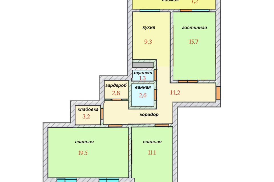 Продаётся 3-комнатная квартира, 83.3 м²