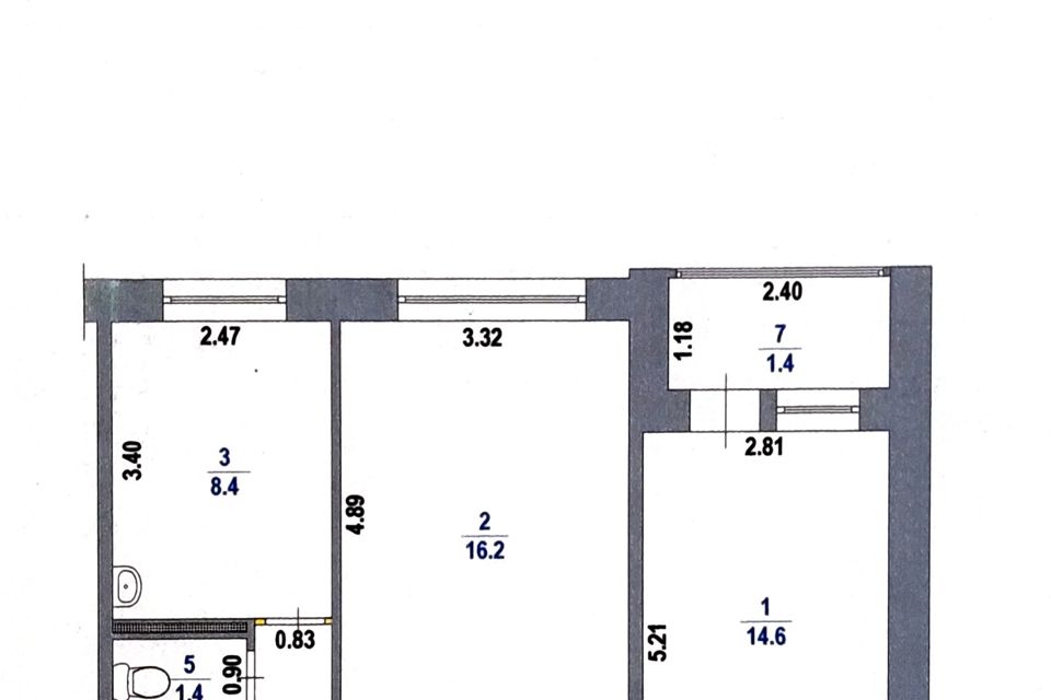 Продаётся 2-комнатная квартира, 50.5 м²
