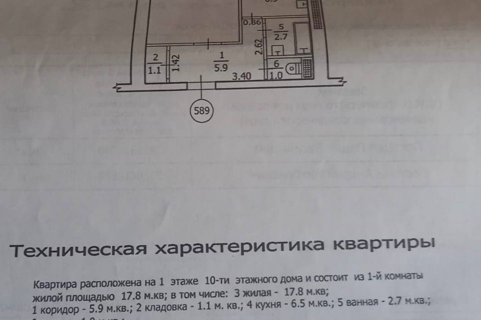 Продаётся 1-комнатная квартира, 36 м²
