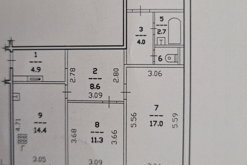 Продаётся 3-комнатная квартира, 75.1 м²