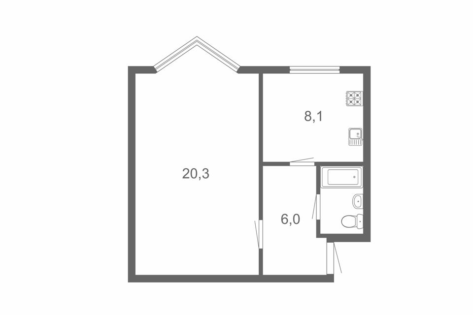 Продаётся 1-комнатная квартира, 37.8 м²