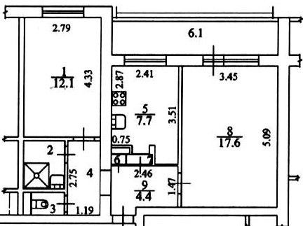 Продаётся 2-комнатная квартира, 53 м²