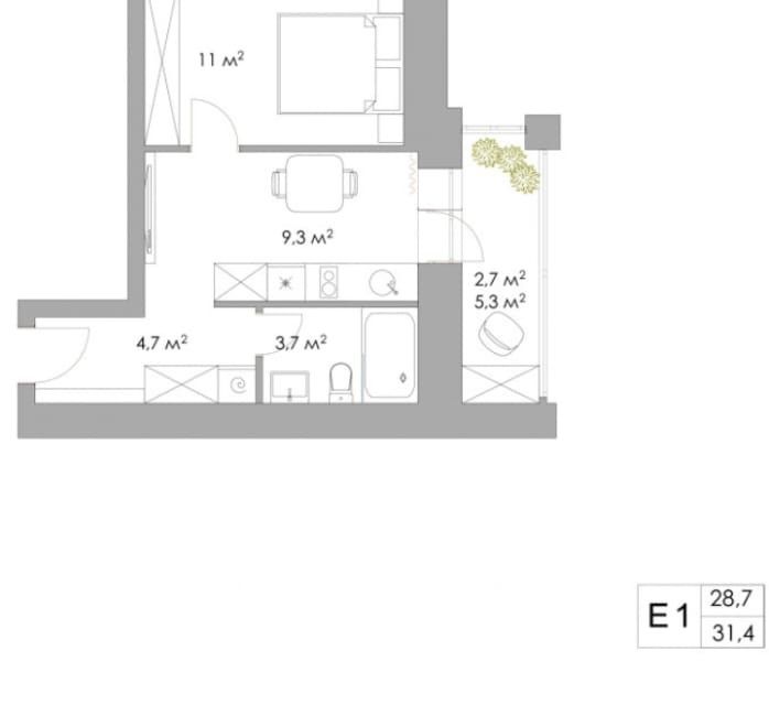 Продаётся 1-комнатная квартира, 31.5 м²