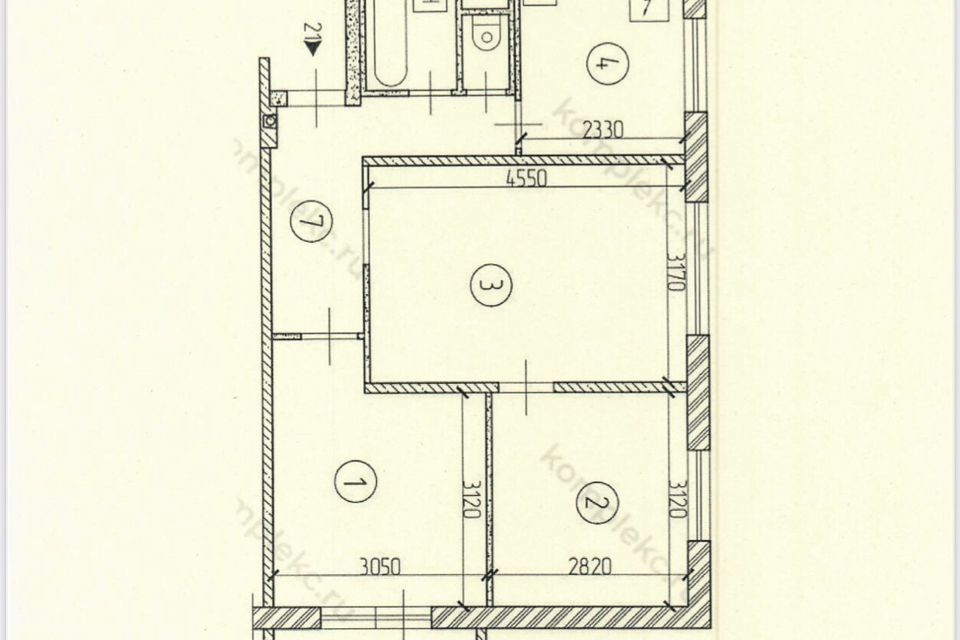 Продаётся 3-комнатная квартира, 52 м²