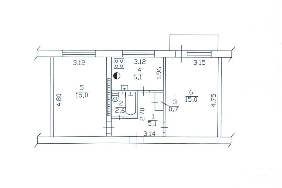 Продаётся 2-комнатная квартира, 45 м²