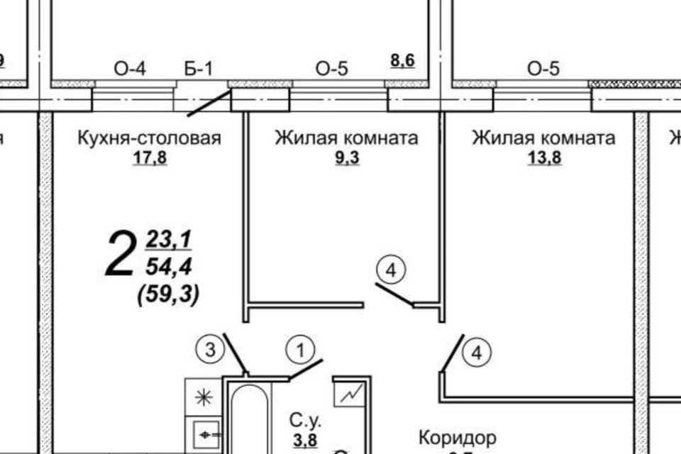 Продаётся 3-комнатная квартира, 54.7 м²