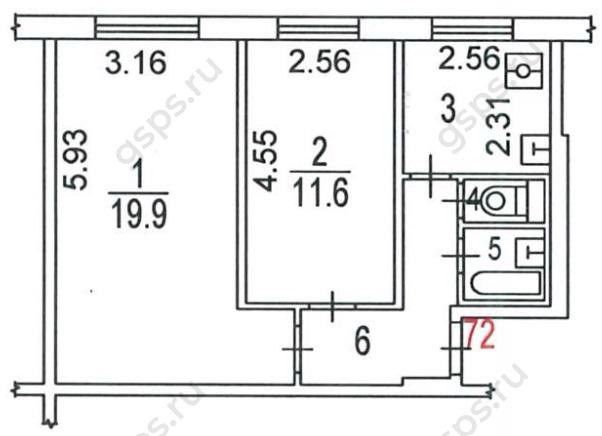 Продаётся 2-комнатная квартира, 42.6 м²