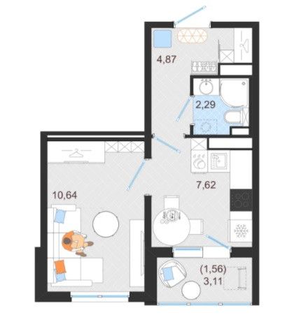 Продаётся 1-комнатная квартира, 26.98 м²