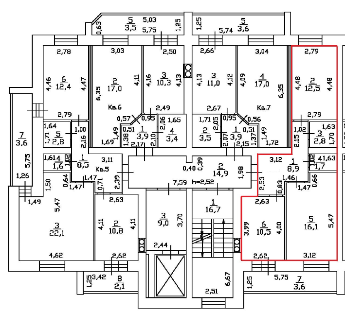 Продаётся 2-комнатная квартира, 55.9 м²