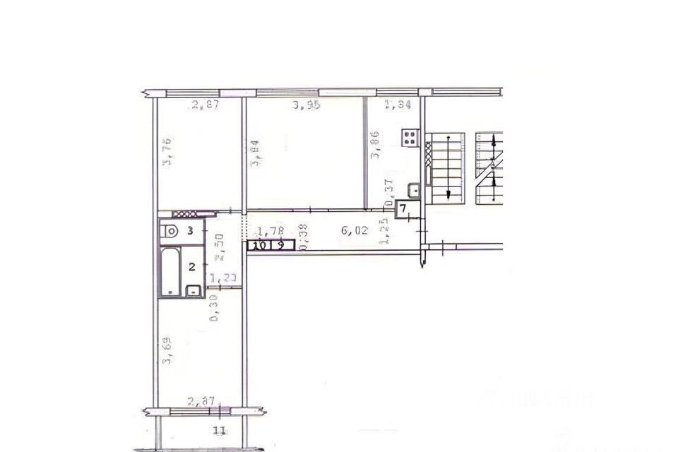 Продаётся 3-комнатная квартира, 58.3 м²