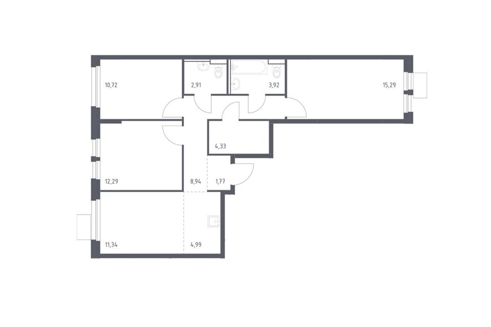 Продаётся 3-комнатная квартира, 76.5 м²