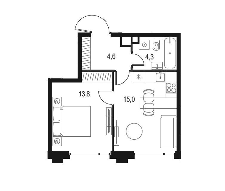 Продаётся 1-комнатная квартира, 37.7 м²