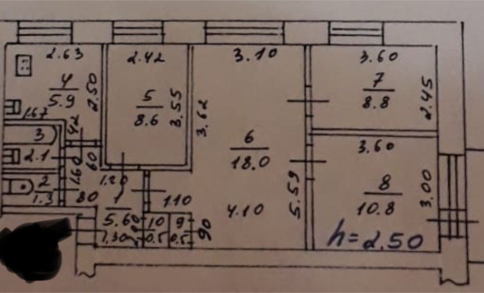 Продаётся 4-комнатная квартира, 62.7 м²
