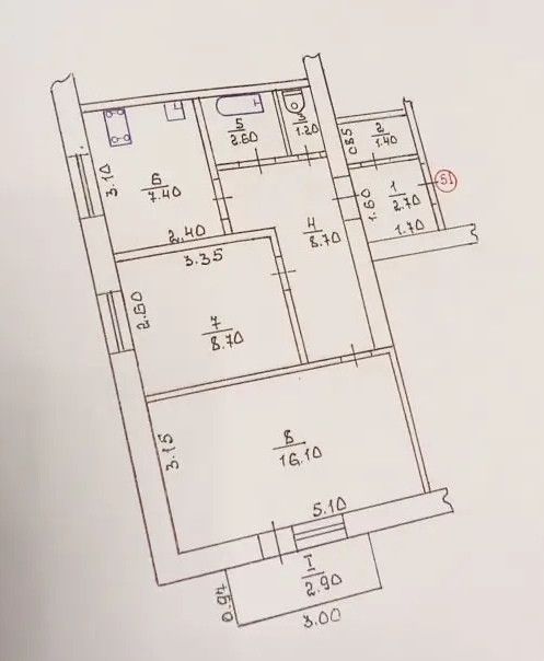 Продаётся 2-комнатная квартира, 52 м²