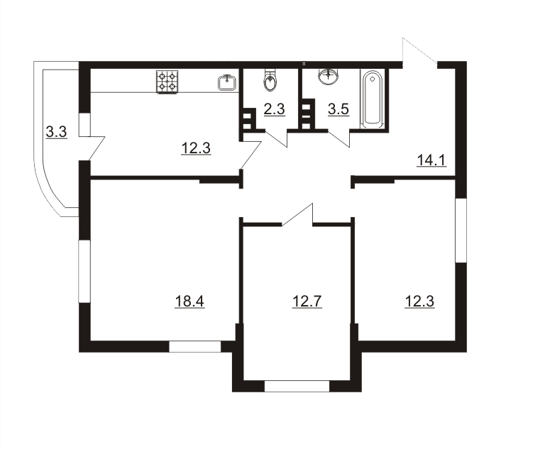 Продаётся 3-комнатная квартира, 78.9 м²