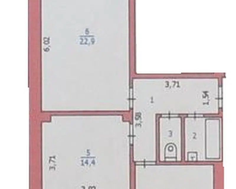 Продаётся 2-комнатная квартира, 61.1 м²