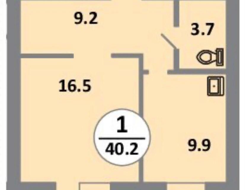 Продаётся 1-комнатная квартира, 40 м²