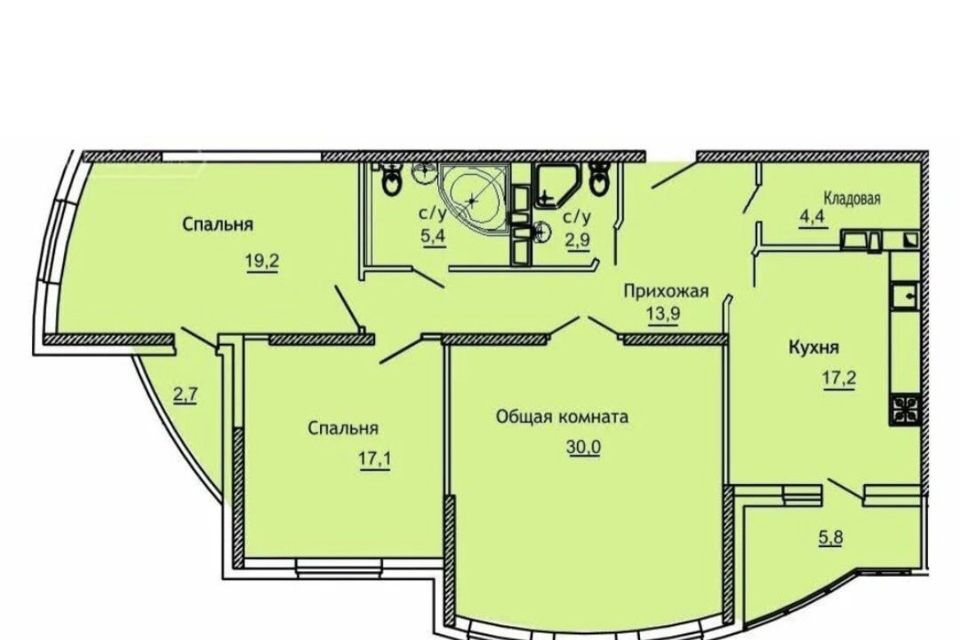 Продаётся 3-комнатная квартира, 111.3 м²