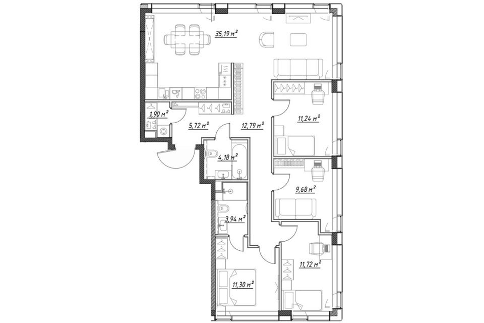 Продаётся 4-комнатная квартира, 107.62 м²