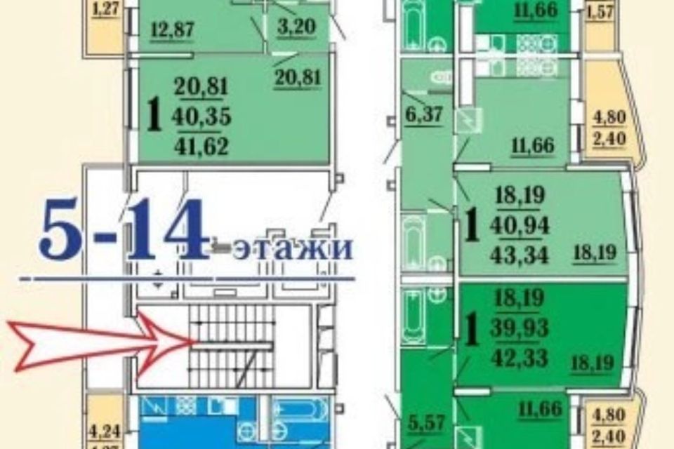 Продаётся 1-комнатная квартира, 38.58 м²