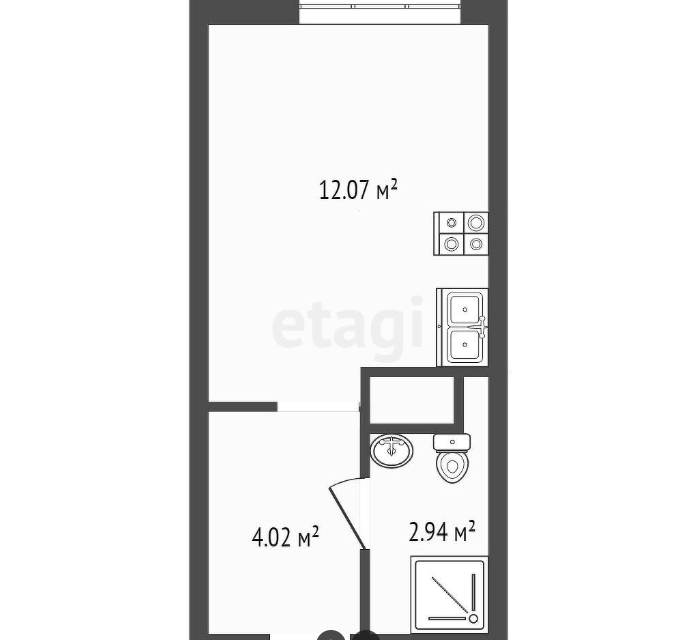 Продаётся 2-комнатная квартира, 51.9 м²