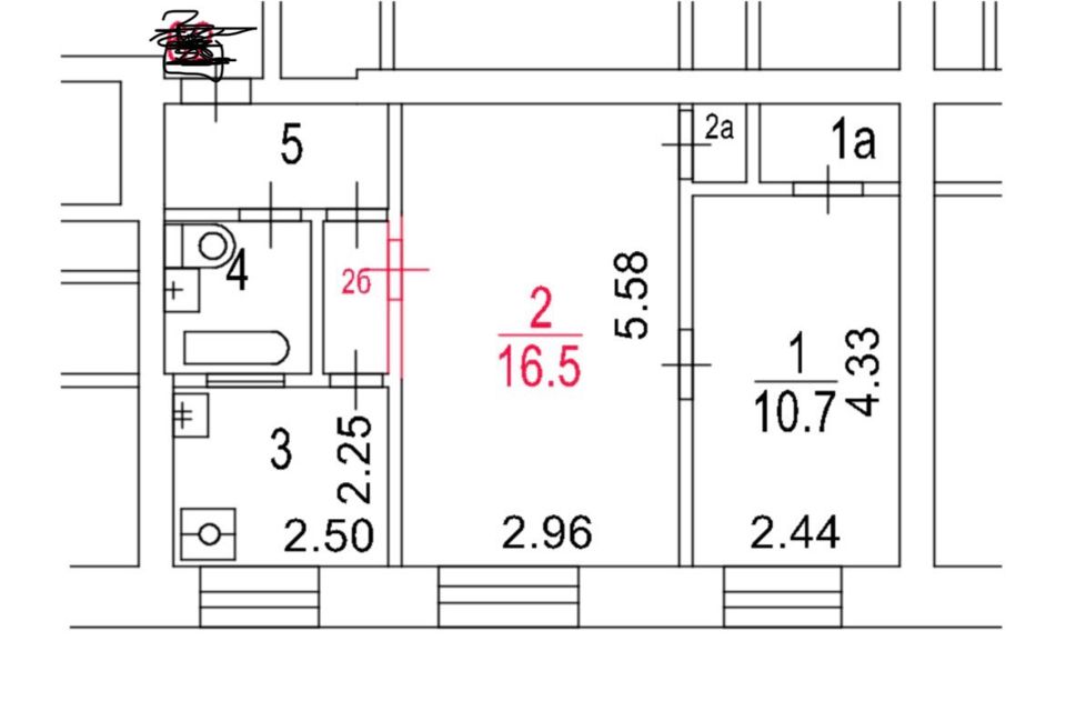 Продаётся 2-комнатная квартира, 43.2 м²