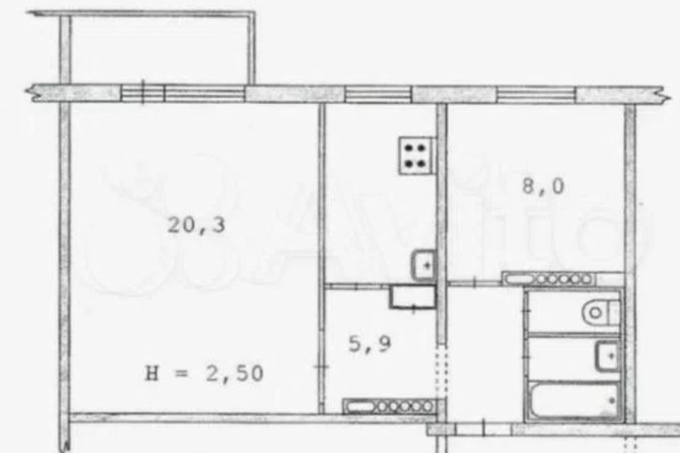 Продаётся 2-комнатная квартира, 43 м²