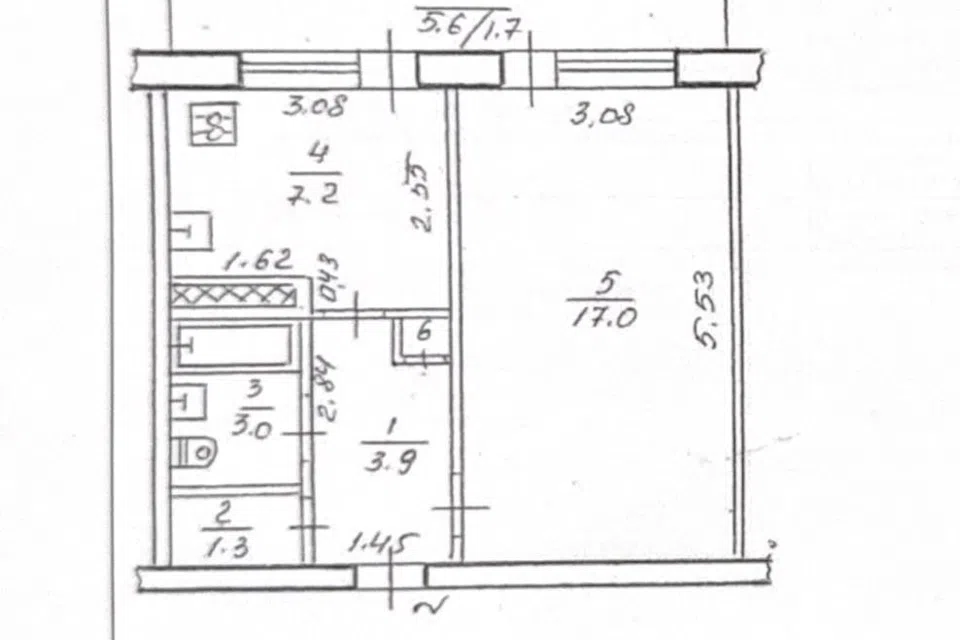 Продаётся 1-комнатная квартира, 38 м²