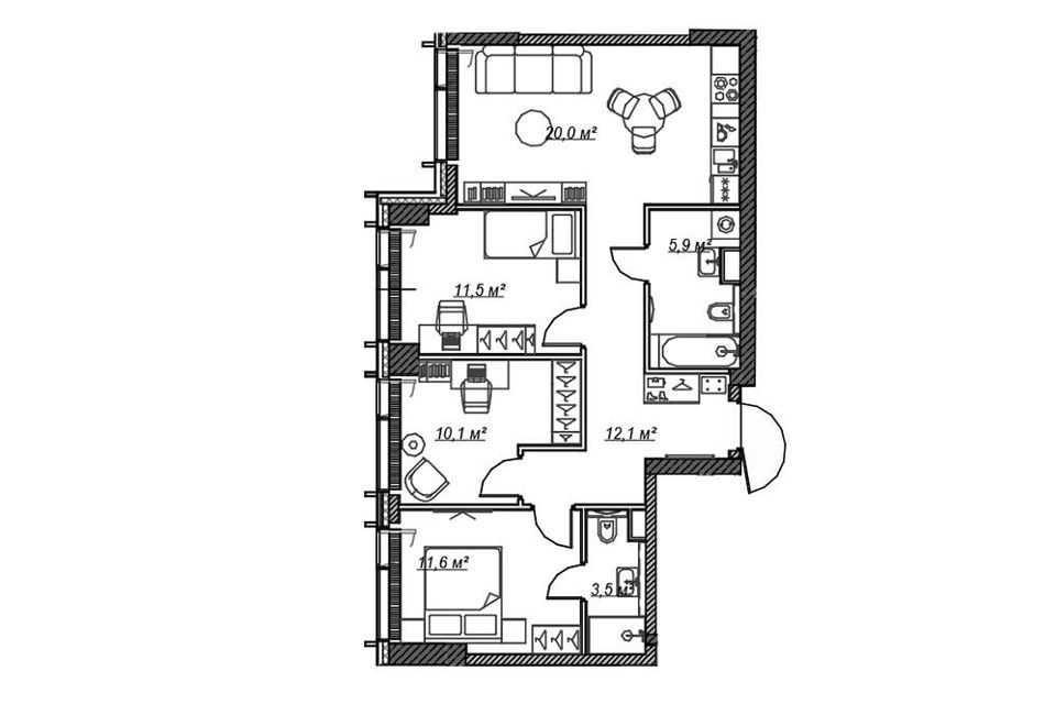 Продаётся 3-комнатная квартира, 74.7 м²