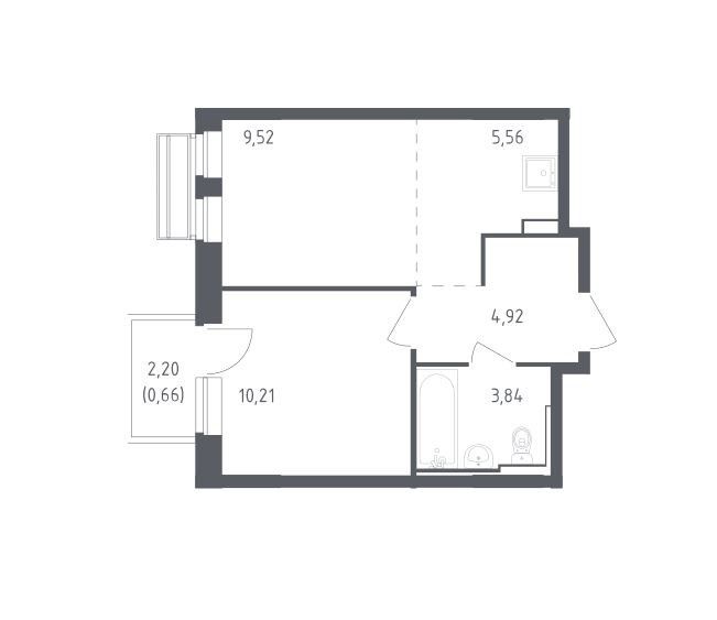 Продаётся 1-комнатная квартира, 34.71 м²