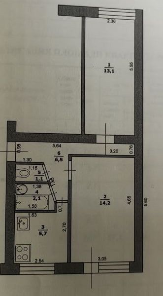 Продаётся 2-комнатная квартира, 42.7 м²