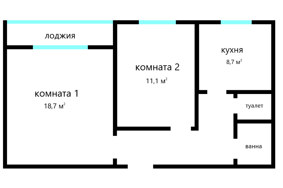 Продаётся 2-комнатная квартира, 50.4 м²