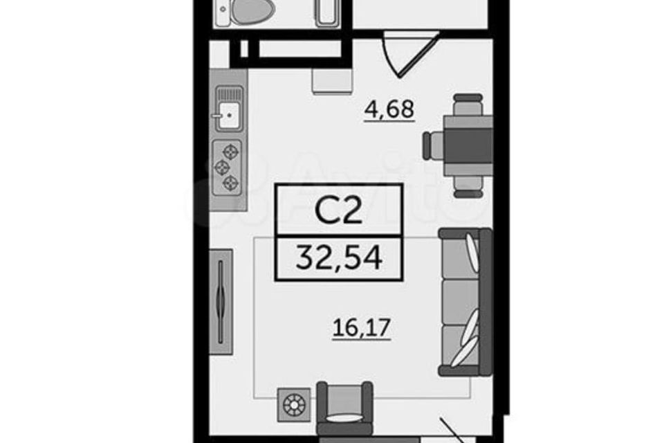 Продаётся студия, 33.1 м²
