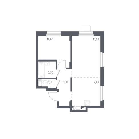 Продаётся 1-комнатная квартира, 42.9 м²