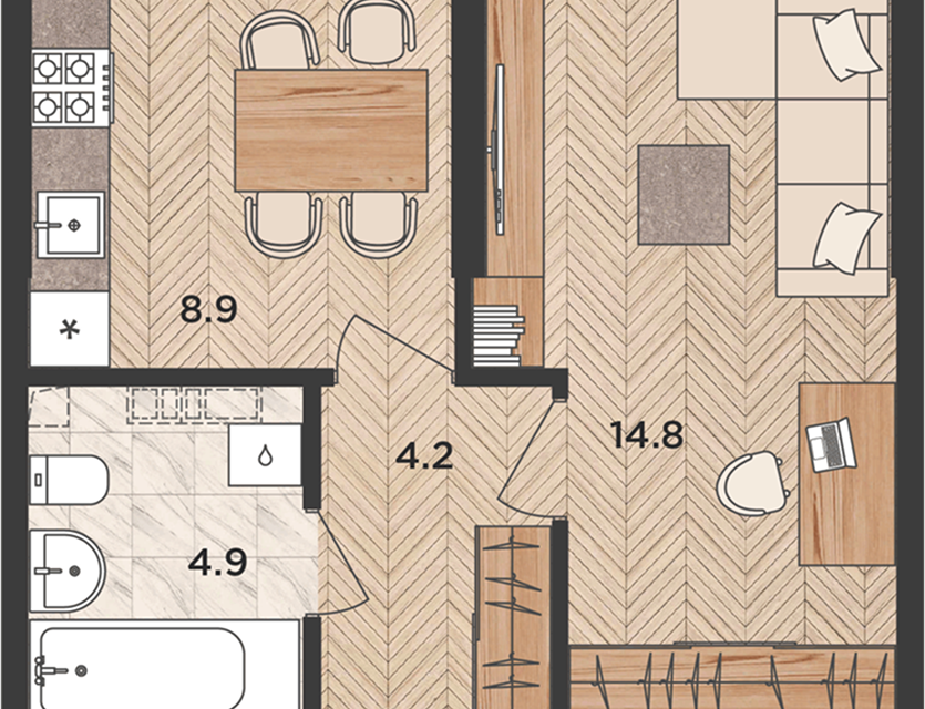 Продаётся 1-комнатная квартира, 35 м²