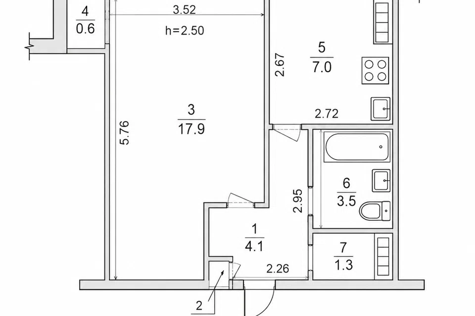 Продаётся 1-комнатная квартира, 34 м²