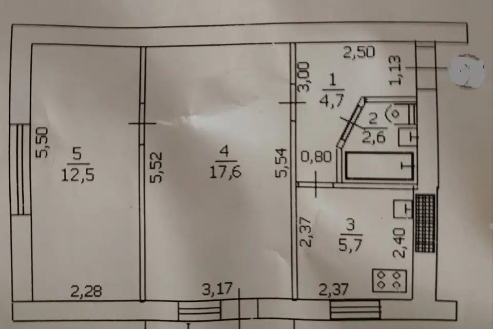 Продаётся 2-комнатная квартира, 43.8 м²