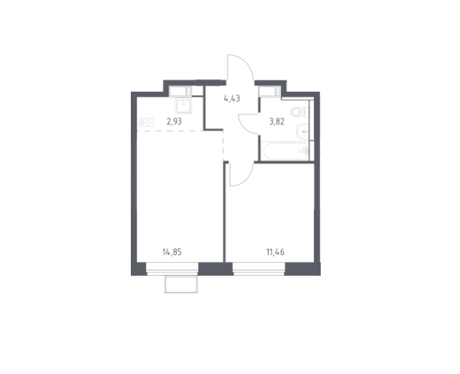 Продаётся 1-комнатная квартира, 37.49 м²