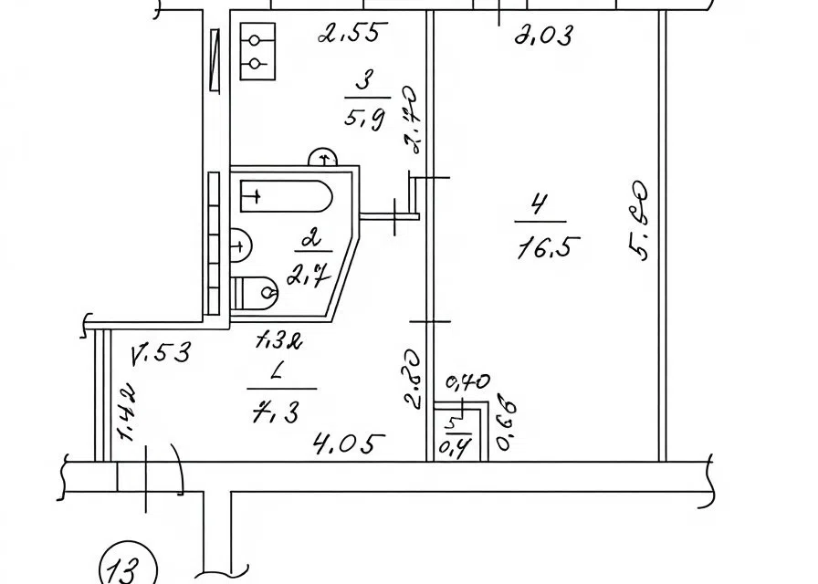 Продаётся 1-комнатная квартира, 34.6 м²