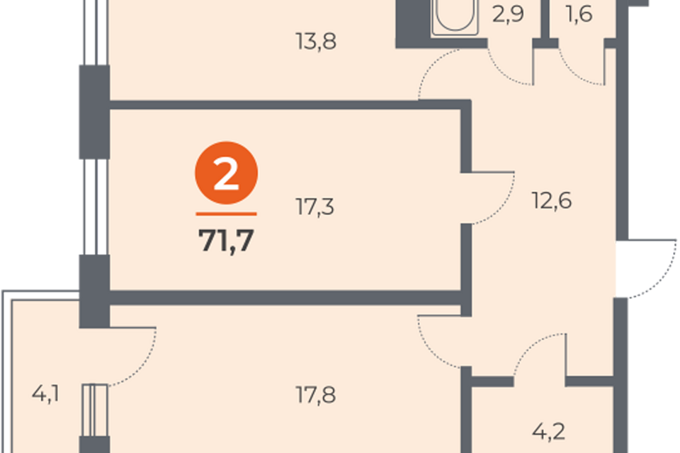 Продаётся 2-комнатная квартира, 72 м²