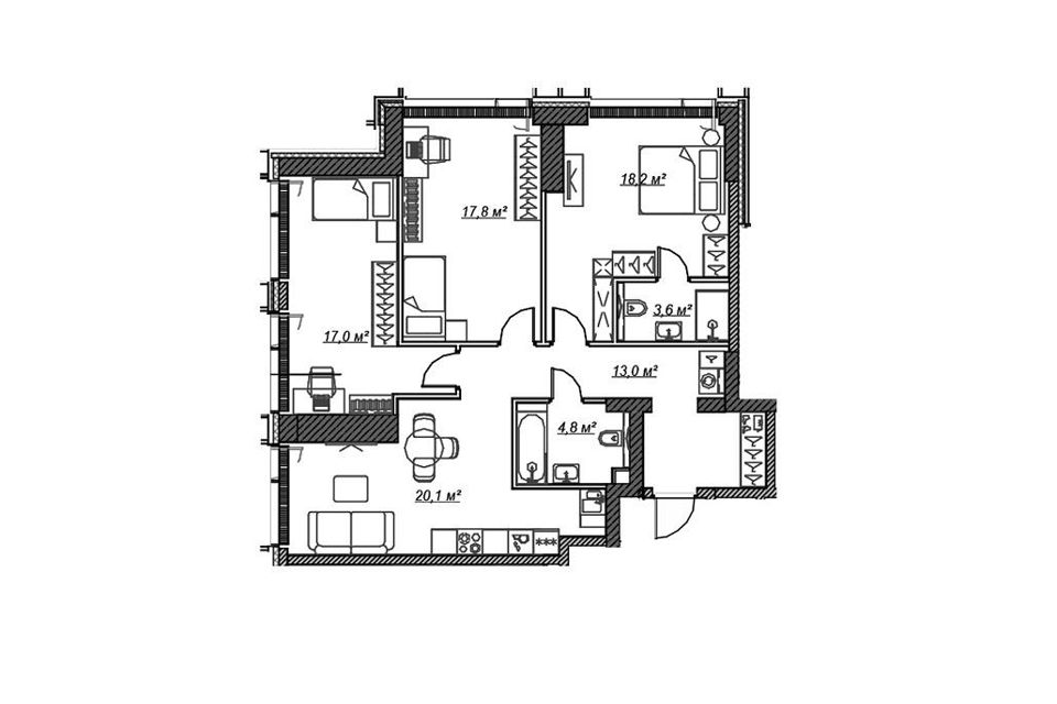 Продаётся 3-комнатная квартира, 94.5 м²