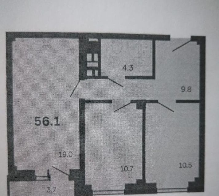 Продаётся 2-комнатная квартира, 57 м²